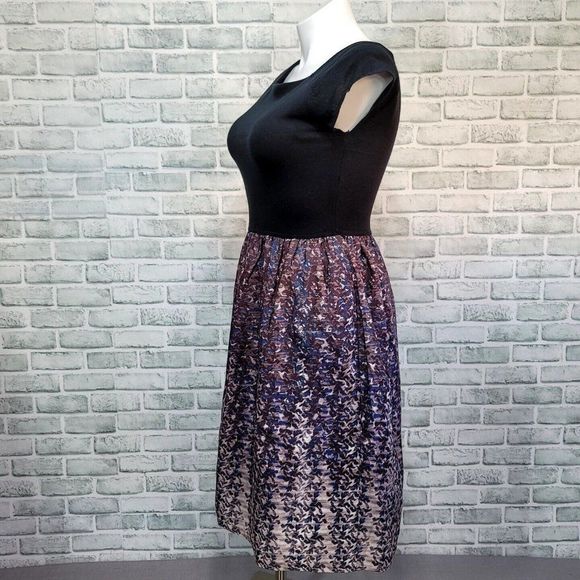 Mixt By Heidi Weisel Womens L Black Knit Square‎ Neck Tafatta Dress *no Belt* - Picture 5 of 8